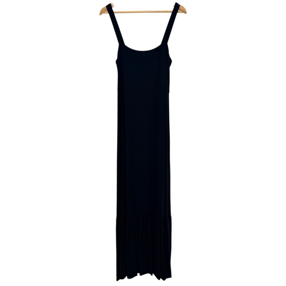 Banana Republic Womens Black Smocked Back Tiered Ruffle Maxi Dress Large New